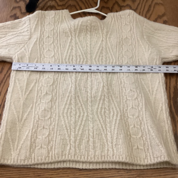 LL Bean Womens Vintage 100% Wool Sweater Ireland Fishermans Medium Shrunk L.L. W - Picture 9 of 12